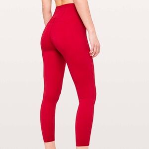 Lululemon Fast & Free 7/8 Tight II *Non-Reflective Nulux 25" in Dark Red